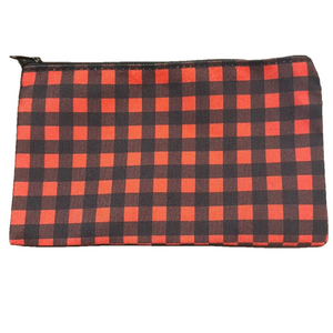 2/$10 Holiday Buffalo Plaid Cosmetic Makeup Bag With Zipper